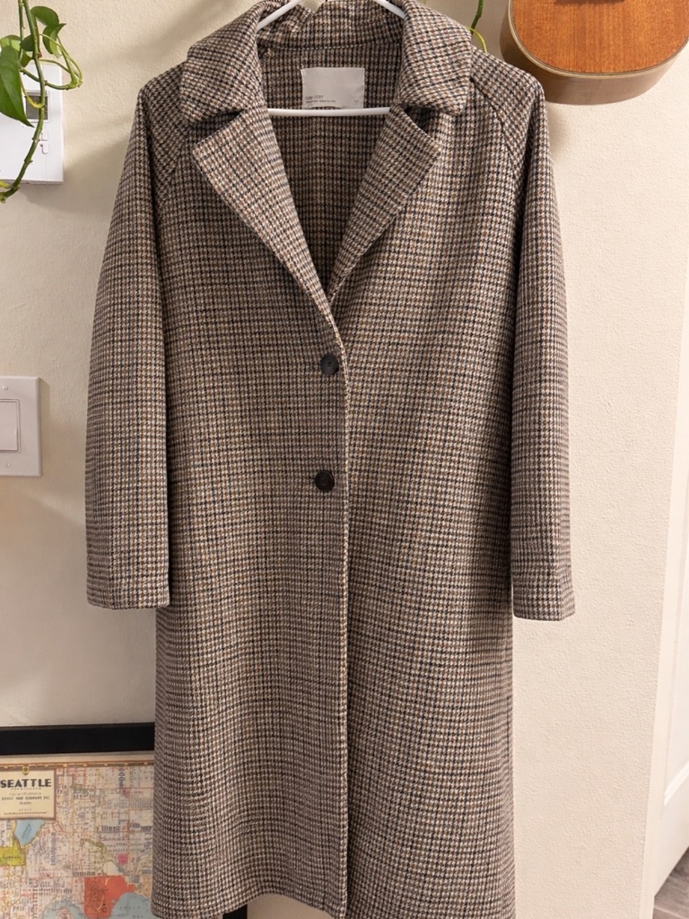 OAK + FORT Houndstooth Coat in Brown
